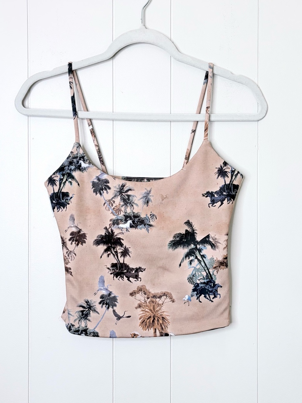 Tribe Kelley Sculpting Traveler Bra Top Beach Cowboy Scenic Horses Palms Large